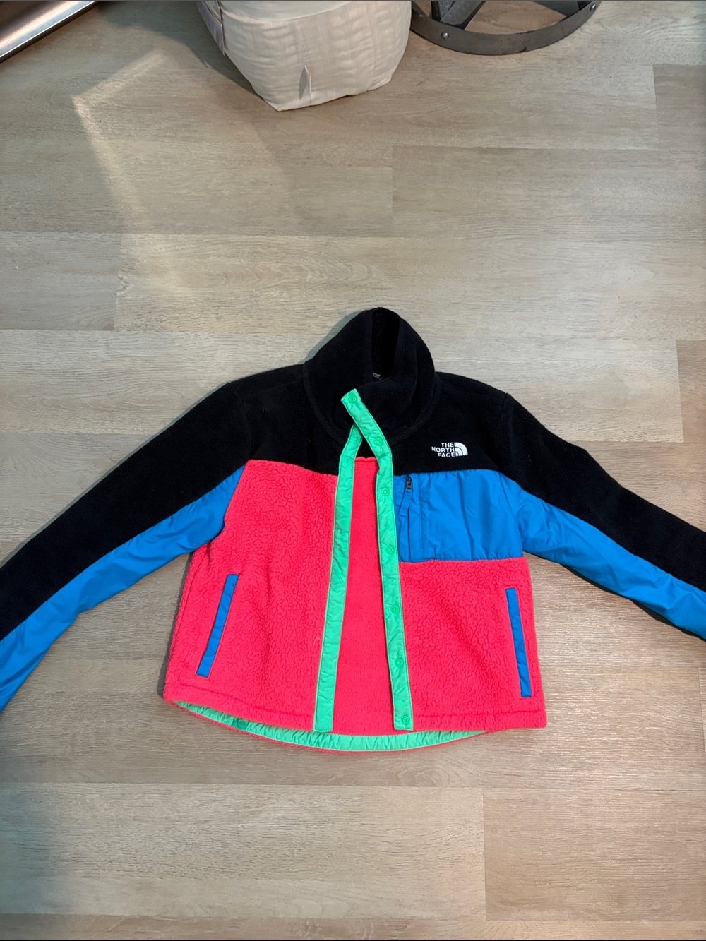 The North Face Colorblock Fleece Jacket — Pink, Blue, Black, Green Trim